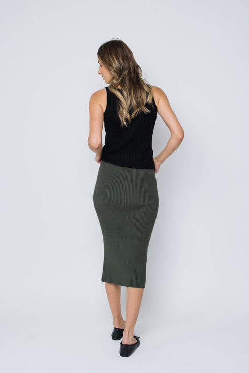 Lynne-Rib Knit Midi Skirt